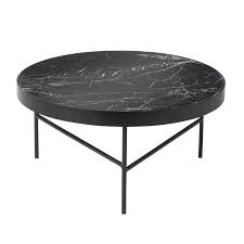 Espresso large rectangle marble coffee table set with shelf. Black Marble Table By Ferm Living