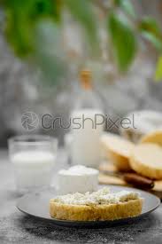 The baking powder barley bread is frozen, awaiting thanksgiving to be used for stuffing. Sandwich With Homemade Yeast Free Bread Soft Cheese And Milk Stock Photo Crushpixel