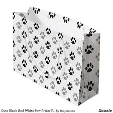 Black And White Paw Print Cute Black And White Paw Prints Pattern Large Gift Bag Zazzle Com With Images Print Patterns