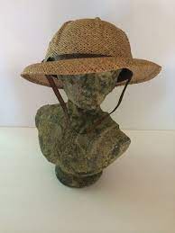 Vintage Safari Beekeeper Straw Hat With Chin Strap Etsy Vintage Safari Straw Hat Chin Strap
