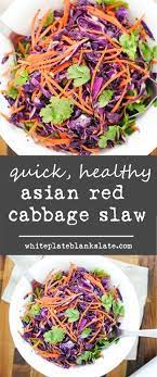 Easy Asian Slaw With Red Cabbage And Carrot White Plate Blank Slate Recipe Cabbage Recipes Healthy Red Cabbage Recipes Cabbage Salad Recipes