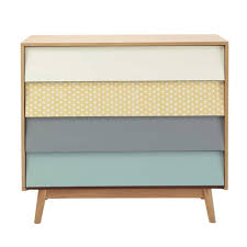 Elbmöbel couchtisch »kommode 3 schubladen vintage weiß bunt«, nachttisch: Kommode Im Vintage Stil Mit 4 Schublade Bunt Fjord Maisons Du Monde