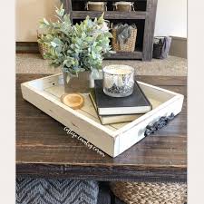 14x20 Wooden Decorative Tray With Metal Handles Cottage Country Corner In 2020 Coffee Table Decor Tray Coffee Table Tray Decorating Coffee Tables