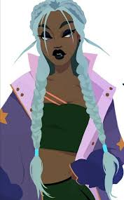 Blue Hair Black Anime Characters Afro Hair Drawing Manga Hair