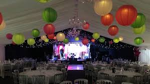 Looking for some great birthday ideas for a 21st birthday party? Coloured Paper Lanterns Decorate Party Marquee