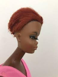 UNUSUAL VTG RED HAIR BLACK Barbie JULIA w TAIWAN TWIST BODY +HOT PINK DRESS 