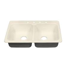 This franke onyx granite double bowl sink comes complete with a satin pull down. Tuscany Drop In 33 Cast Iron 4 Hole Double Bowl Kitchen Sink At Menards