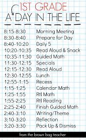 1st grade schedule a day in the life the brown bag teacher