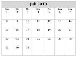 Kalender Juli 2019 Zum Ausdrucken Drucken Pdf