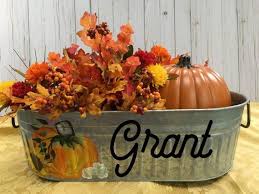 Personalized Galvanized Bucket Autumn Gifts For Her Etsy Fall Thanksgiving Decor Fall Decorations Porch Harvest Decorations