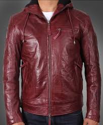 Men S Stylish Look Burgundy Leather Hooded Jacket Leather Jacket With Hood Leather Jacket Men Jackets Men Fashion