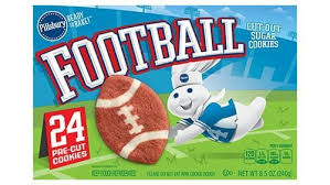 Sugar, enriched flour bleached (wheat flour, niacin, iron, thiamin mononitrate, riboflavin, folic acid), water, palm oil, canola oil. Football Shaped Sugar Cookies Football Cutout Sugar Cookies