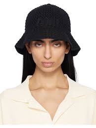 AMI Paris Black Knit 'AMI' Patch Bucket Hat