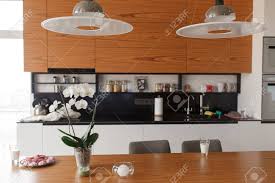 home interior with open plan kitchen
