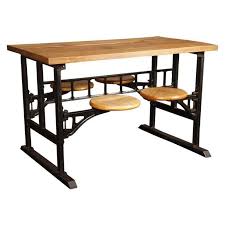 Industrial Vintage Swing Out Seat Wood Cast Iron Steel Breakfast Dining Table Vintage Industrial Decor Modern Industrial Furniture Unique Furniture Pieces