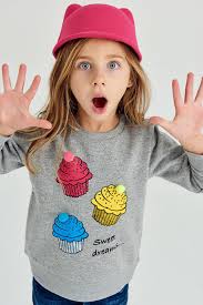 Gri Cup Cake Baskili Ponponlu Kiz Cocuk Sweatshirt Trendyolkids Trendyol Cocuk Kiyafetleri Cocuk Modasi Cocuk Giyim