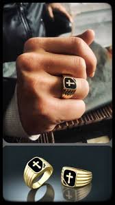 Black And Gold Ring Mens Gold Crucifix Men Ring Signet Cross Men Ring 14k Gold Signet Etsy Rings For Men Gold Rings Mens Gold Rings
