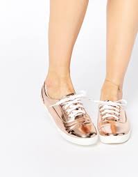 Lost Ink Sure Rose Gold Toe Cap Lace Up Sneakers Rose Gold Sneakers Gold Toe Rose Shoes