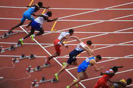 Athletes start in a bunched standing start and can break immediately for the inside. False Start Wikipedia