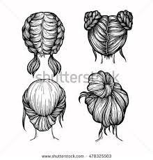 Hand Drawn Vector Illustration Set Of Ladies Fashion Hairstyle Beauty Salon Realistic Hair Drawing Girl Hair Drawing Drawing Hair Tutorial