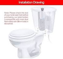 Dual Flush Toilet Kit Plastic Adjustable Top Push Button Toilet Tank Button Replacement for Most Dual Flush Toilet with 38mm Hole in the Cistern Lid