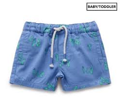 Purebaby Baby Toddler Boys Hot Chilli Shorts Blue Cacti Print