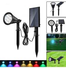Solar 7 Led Color Changing Spot Light Wall Garden Outdoor Yard Landscape Lamp