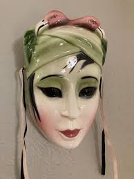 Vintage Lady Wall Pocket, Lady Head Vase, Drama Mask, Flamingos