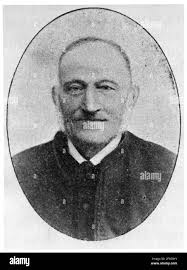 Sweden's first train driver Bergman Per Erik Persson, at Sweden's first  locomotive, the battery Stock Photo