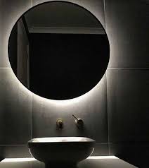 11'' h x 7'' h x 9'' h x 11'' w x 9'' w x 7'' w x 1'' d. Example Of Backlit Mirror Modern Circular Mirror Main Bathroom Large Bathroom Mirrors Circular Mirror Round Mirror Bathroom