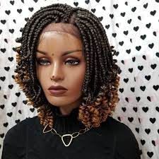 Handmade Box Braid Braided Lace Front Wig With Curly Ends Etsy Braids With Curls Lace Front Wigs Box Braids Hairstyles