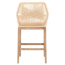 Lorry Modern Classic Beige Upholstered Stone Wash Mahogany Bar Stool In 2020 Bar Stools Woven Outdoor Furniture Outdoor Stools