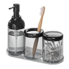 Virtune premium 5 pcs matte black bathroom accessories set complete hotel quality. Idesign Finn 4 Piece Bathroom Accessory Set Black And Smoke Walmart Com Bathroom Accessory Set Black Bathroom Accessories Bathroom Accessories