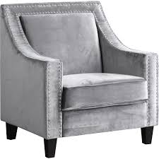 Chic Home Fac2992 Dr Camren Accent Chair Grey Velvet Nailhead Accent Chairs Chic Home Accent Club Chairs