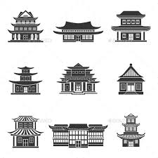 Chinese House Icons Black Ancient Chinese Architecture Chinese Architecture Chinese Buildings