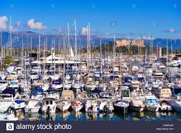 France Cote D Azur Antibes Voew Of Port Vauban Dominated By Fort Carre Stock Photo Downtown Long Beach Greece Antibes