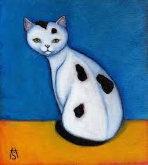 Black And White Spotted Cat Black And White Cat Art Print Spotted Cat Cat Art Cats Illustration Cat Painting