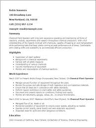 Professional Chemical Plant Operator Templates To Showcase Your Talent Myperfectresume