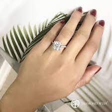 Ella Classic Moissanite Engagement Ring In 14k White Gold With 3 00 Carat Round Stone Hexagon Engagement Ring Engagement Rings Moissanite Engagement Ring