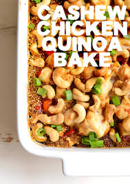 Make This Cashew Chicken Quinoa Bake For A High Protein One Dish Meal That The Whole Family Will Love M Cashew Chicken Chicken Quinoa Vegetarian Recipes Easy