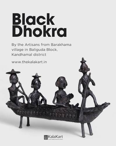 Did you know that Kandhamal District of Odisha is famous for its unique Black Dhokra? 😍 Barakhama village of Baliguda Block is where the “Black Dhokra” Craft is practised by the members