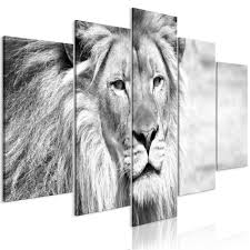Tableau 5 Panneaux Imprime Tete De Lion Noir Et Blanc Tableau Et Toile Decoration Murale Decoration Gifi Ce tableau qui contraste entre le noir et le blanc a un diamètre de 2.8cm sur toile. tableau 5 panneaux imprime tete de lion noir et blanc