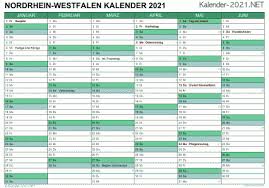 Auch zum ausdrucken als pdf & excel. Kalender 2021 Nordrhein Westfalen