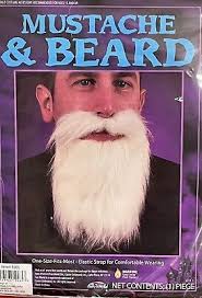 WHITE- 1 Piece Mustache & Beard Set