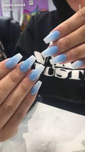It is a beautiful and easy to wear nail idea. 20 White Ombre Almond Nails Blue Acrylic Nails Chic Nails Ombre Acrylic Nails