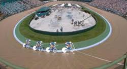 A sports arena with a banked oval track for bicycle and. Mathematica Makes Possible A Vanishing Velodrome At The 1996 Olympics Vanishing Velodrome At The 1996 Olympics