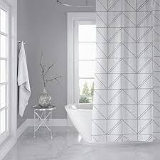 Alibaba.com offers 1,497 geometric shower curtains products. Amazon Com Horizon Home Essentials Modern Luxury Geometric Shower Curtain For Bathroom White And Grey Kitchen Dining