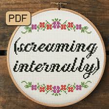 Go cross stitch crazy with our huge selection of free cross stitch patterns! Modern Cross Stitch Pattern Screaming Internally Cross Stitch Etsy Cross Stitch Patterns Stitch Patterns Cross Stitch Funny