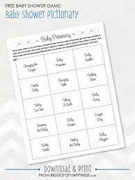 Baby Shower Game Ideas Baby Pictionary Free Printable Big Dot Of Happiness Free Baby Shower Games Baby Shower Games Free Baby Shower