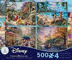 Maybe you would like to learn more about one of these? Amazon Com Ceaco Thomas Kinkade The Disney Collection 4 In 1 Multipack Snow White Mickey Minnie Mouse Pocahontas Jigsaw Puzzles 4 500 Pieces Toys Games